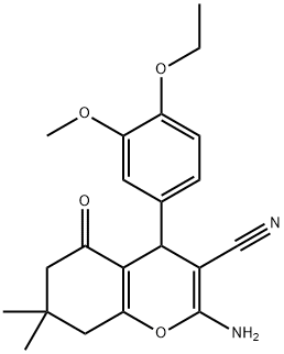 302553-70-4 2-amino-4-(4-ethoxy-3-methoxyphenyl)-7,7-dimethyl-5-oxo-5,6,7,8-tetrahydro-4H-chromene-3-carbonitrile