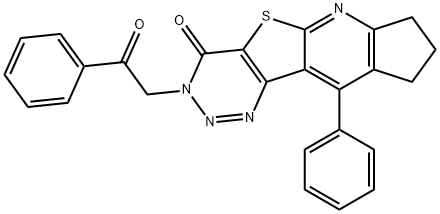 3-(2-oxo-2-phenylethyl)-10-phenyl-8,9-dihydro-3H-cyclopenta[5',6']pyrido[3',2':4,5]thieno[3,2-d][1,2,3]triazin-4(7H)-one Struktur