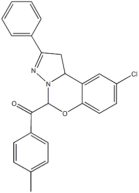 (9-chloro-2-phenyl-1,10b-dihydropyrazolo[1,5-c][1,3]benzoxazin-5-yl)(4-methylphenyl)methanone 化学構造式