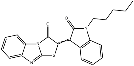 2-(2-oxo-1-pentyl-1,2-dihydro-3H-indol-3-ylidene)[1,3]thiazolo[3,2-a]benzimidazol-3(2H)-one 结构式