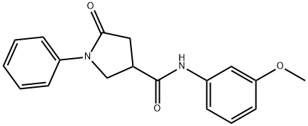 N-(3-methoxyphenyl)-5-oxo-1-phenyl-3-pyrrolidinecarboxamide 化学構造式