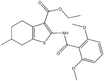 ethyl 2-[(2,6-dimethoxybenzoyl)amino]-6-methyl-4,5,6,7-tetrahydro-1-benzothiophene-3-carboxylate,302573-82-6,结构式