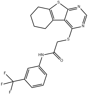 2-(5,6,7,8-tetrahydro[1]benzothieno[2,3-d]pyrimidin-4-ylsulfanyl)-N-[3-(trifluoromethyl)phenyl]acetamide Structure