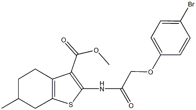methyl 2-{[(4-bromophenoxy)acetyl]amino}-6-methyl-4,5,6,7-tetrahydro-1-benzothiophene-3-carboxylate Struktur
