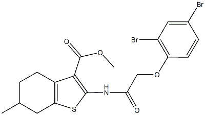 methyl 2-{[(2,4-dibromophenoxy)acetyl]amino}-6-methyl-4,5,6,7-tetrahydro-1-benzothiophene-3-carboxylate Structure