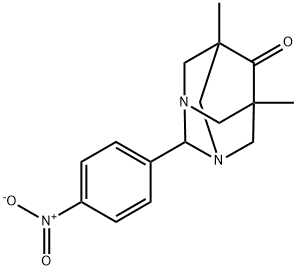 2-{4-nitrophenyl}-5,7-dimethyl-1,3-diazatricyclo[3.3.1.1~3,7~]decan-6-one Structure