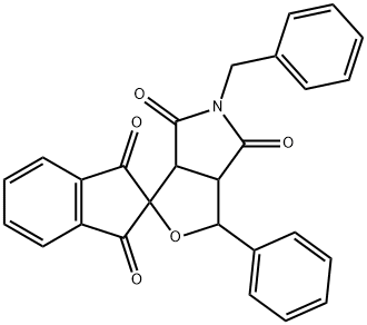 5-benzyl-1',3',4,6-tetraoxo-3-phenylhexahydrospiro(1H-furo[3,4-c]pyrrole-1,2'-[1H]-indene) Structure