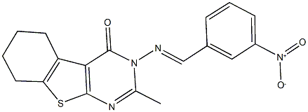 3-({3-nitrobenzylidene}amino)-2-methyl-5,6,7,8-tetrahydro[1]benzothieno[2,3-d]pyrimidin-4(3H)-one Structure