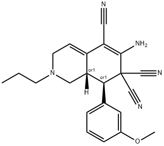 6-amino-8-(3-methoxyphenyl)-2-propyl-2,3,8,8a-tetrahydro-5,7,7(1H)-isoquinolinetricarbonitrile 结构式