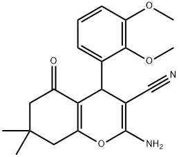 2-amino-4-(2,3-dimethoxyphenyl)-7,7-dimethyl-5-oxo-5,6,7,8-tetrahydro-4H-chromene-3-carbonitrile Struktur