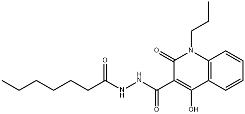 N'-heptanoyl-4-hydroxy-2-oxo-1-propyl-1,2-dihydroquinoline-3-carbohydrazide Struktur