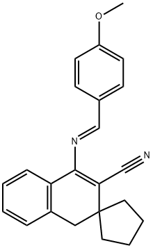 1-{[(4-methoxyphenyl)methylidene]amino}-3,4-dihydrospiro[naphthalene-3,1'-cyclopentane]-2-carbonitrile,302799-09-3,结构式