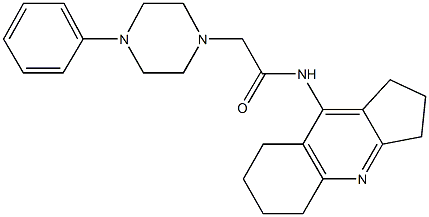 N-(2,3,5,6,7,8-hexahydro-1H-cyclopenta[b]quinolin-9-yl)-2-(4-phenyl-1-piperazinyl)acetamide Struktur