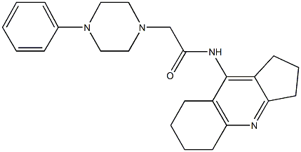 N-(2,3,5,6,7,8-hexahydro-1H-cyclopenta[b]quinolin-9-yl)-2-(4-phenyl-1-piperazinyl)acetamide 化学構造式