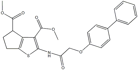 dimethyl 2-{[([1,1'-biphenyl]-4-yloxy)acetyl]amino}-5,6-dihydro-4H-cyclopenta[b]thiophene-3,4-dicarboxylate Structure