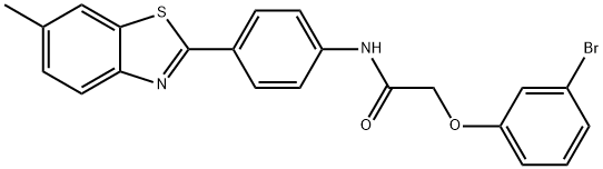 2-(3-bromophenoxy)-N-[4-(6-methyl-1,3-benzothiazol-2-yl)phenyl]acetamide 化学構造式