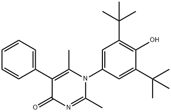 1-(3,5-ditert-butyl-4-hydroxyphenyl)-2,6-dimethyl-5-phenyl-4(1H)-pyrimidinone 化学構造式