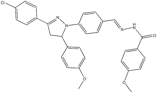 N'-{4-[3-(4-chlorophenyl)-5-(4-methoxyphenyl)-4,5-dihydro-1H-pyrazol-1-yl]benzylidene}-4-methoxybenzohydrazide 结构式