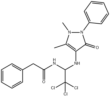 2-phenyl-N-{2,2,2-trichloro-1-[(1,5-dimethyl-3-oxo-2-phenyl-2,3-dihydro-1H-pyrazol-4-yl)amino]ethyl}acetamide Struktur