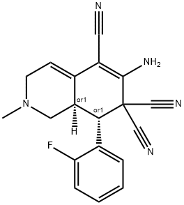 6-amino-8-(2-fluorophenyl)-2-methyl-2,3,8,8a-tetrahydro-5,7,7(1H)-isoquinolinetricarbonitrile Structure