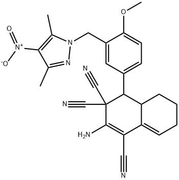 302904-00-3 2-amino-4-[3-({4-nitro-3,5-dimethyl-1H-pyrazol-1-yl}methyl)-4-methoxyphenyl]-4a,5,6,7-tetrahydro-1,3,3(4H)-naphthalenetricarbonitrile