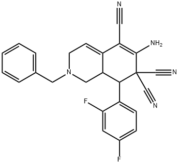 6-amino-2-benzyl-8-(2,4-difluorophenyl)-2,3,8,8a-tetrahydroisoquinoline-5,7,7(1H)-tricarbonitrile,302925-29-7,结构式