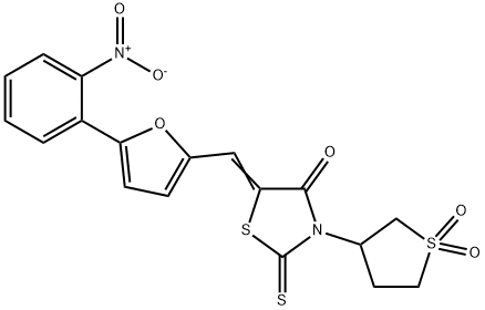 3-(1,1-dioxidotetrahydro-3-thienyl)-5-[(5-{2-nitrophenyl}-2-furyl)methylene]-2-thioxo-1,3-thiazolidin-4-one,302934-44-7,结构式
