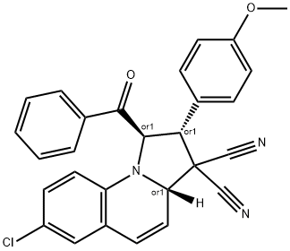 1-benzoyl-7-chloro-2-(4-methoxyphenyl)-1,2-dihydropyrrolo[1,2-a]quinoline-3,3(3aH)-dicarbonitrile,302941-92-0,结构式
