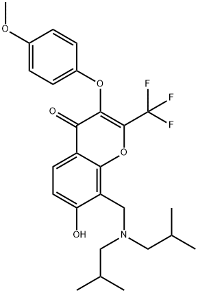 8-[(diisobutylamino)methyl]-7-hydroxy-3-(4-methoxyphenoxy)-2-(trifluoromethyl)-4H-chromen-4-one 结构式
