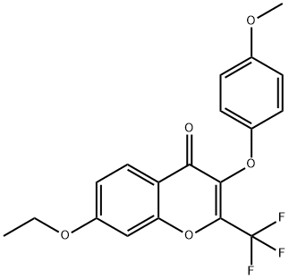 7-ethoxy-3-(4-methoxyphenoxy)-2-(trifluoromethyl)-4H-chromen-4-one Structure