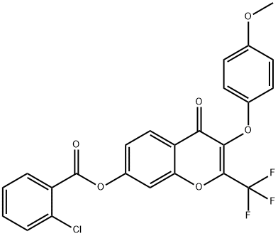 3-(4-methoxyphenoxy)-4-oxo-2-(trifluoromethyl)-4H-chromen-7-yl 2-chlorobenzoate,302952-88-1,结构式
