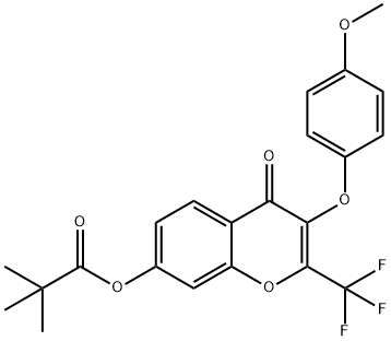 3-(4-methoxyphenoxy)-4-oxo-2-(trifluoromethyl)-4H-chromen-7-yl pivalate 化学構造式