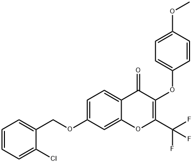 7-[(2-chlorobenzyl)oxy]-3-(4-methoxyphenoxy)-2-(trifluoromethyl)-4H-chromen-4-one,302952-98-3,结构式