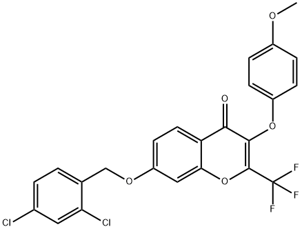 7-[(2,4-dichlorobenzyl)oxy]-3-(4-methoxyphenoxy)-2-(trifluoromethyl)-4H-chromen-4-one Structure