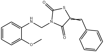 5-benzylidene-3-[(2-methoxyanilino)methyl]-1,3-thiazolidine-2,4-dione Structure