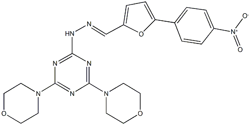 5-{4-nitrophenyl}-2-furaldehyde [4,6-di(4-morpholinyl)-1,3,5-triazin-2-yl]hydrazone Struktur