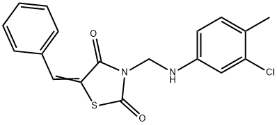 5-benzylidene-3-[(3-chloro-4-methylanilino)methyl]-1,3-thiazolidine-2,4-dione Struktur