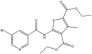 diethyl 5-{[(5-bromo-3-pyridinyl)carbonyl]amino}-3-methyl-2,4-thiophenedicarboxylate Struktur