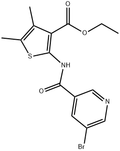ethyl 2-{[(5-bromo-3-pyridinyl)carbonyl]amino}-4,5-dimethyl-3-thiophenecarboxylate Struktur