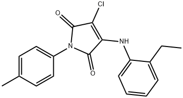 3-chloro-4-(2-ethylanilino)-1-(4-methylphenyl)-1H-pyrrole-2,5-dione,303034-34-6,结构式