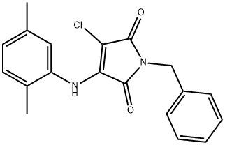 1-benzyl-3-chloro-4-(2,5-dimethylanilino)-1H-pyrrole-2,5-dione 化学構造式