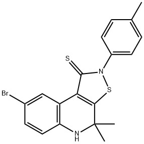8-bromo-4,4-dimethyl-2-(4-methylphenyl)-4,5-dihydroisothiazolo[5,4-c]quinoline-1(2H)-thione,303042-02-6,结构式