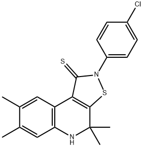 2-(4-chlorophenyl)-4,4,7,8-tetramethyl-4,5-dihydroisothiazolo[5,4-c]quinoline-1(2H)-thione 结构式