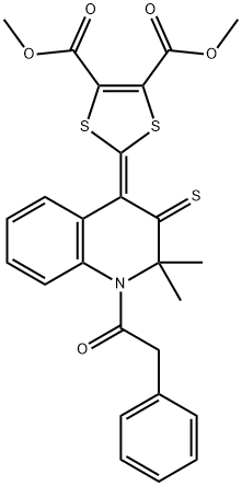 dimethyl 2-(2,2-dimethyl-1-(phenylacetyl)-3-thioxo-2,3-dihydro-4(1H)-quinolinylidene)-1,3-dithiole-4,5-dicarboxylate Structure