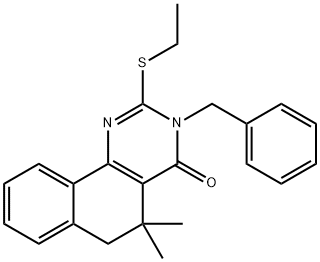 3-benzyl-2-(ethylsulfanyl)-5,5-dimethyl-5,6-dihydrobenzo[h]quinazolin-4(3H)-one Struktur