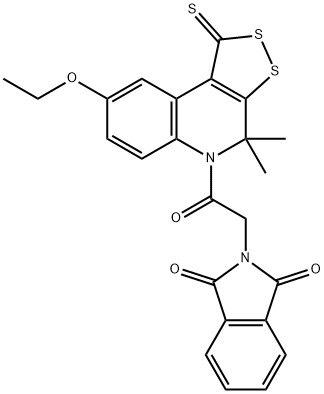 2-[2-(8-ethoxy-4,4-dimethyl-1-thioxo-1,4-dihydro-5H-[1,2]dithiolo[3,4-c]quinolin-5-yl)-2-oxoethyl]-1H-isoindole-1,3(2H)-dione Structure