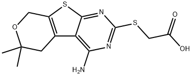 [(4-amino-6,6-dimethyl-5,8-dihydro-6H-pyrano[4',3':4,5]thieno[2,3-d]pyrimidin-2-yl)sulfanyl]acetic acid Structure