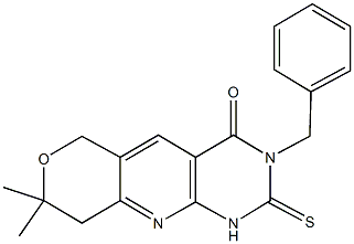 3-benzyl-8,8-dimethyl-2-thioxo-1,2,3,6,8,9-hexahydro-4H-pyrano[3',4':5,6]pyrido[2,3-d]pyrimidin-4-one 结构式