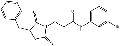 3-(5-benzylidene-4-oxo-2-thioxo-1,3-thiazolidin-3-yl)-N-(3-bromophenyl)propanamide 结构式