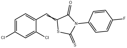 5-(2,4-dichlorobenzylidene)-3-(4-fluorophenyl)-2-thioxo-1,3-thiazolidin-4-one 化学構造式